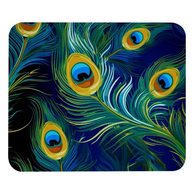 Alfombrilla de ratón con plumas de pavo real, personalizada, con textura premium, base de goma antideslizante, tamaño pequeño, 21 x 24 cm