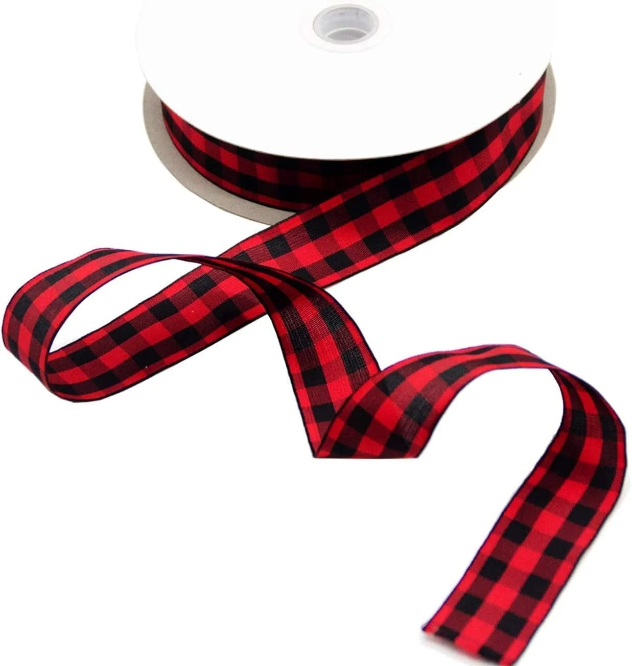 Clearance Fixed clip under $9,50 Yard Large Buffalo Plaid Ribbon 1.0 Inch Black And Red Check Ribbon For Christmas Valentine's Gift DIY Craft Decoration (red) 2PC