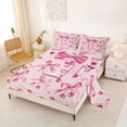 thumbnail image 2 of Manfei Girly Cherry Bowknot Design Bed Sheets For Kids,Letter T Alphabet Initial King Sheets,4 Pieces, 2 of 6