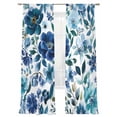 thumbnail image 2 of Blue Flowers Sheer Curtains 96 Inches Long 2 Panels Abstract Art Light Filtering Semi Sheer Window Curtains Drapes for Bedroom Living Room 52"x96", 2 of 7