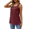 thumbnail image 4 of Fantaslook Tank Tops for Women Summer Square Neck Sleeveless Casual Tops Side Split Shirts, 4 of 9
