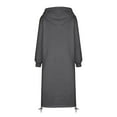 thumbnail image 4 of Vestido largo informal holgado con capucha y bolsillos para mujer - Vestido sudadera de felpa, capucha con cordón, abertura lateral, adecuado para otoño/invierno, tallas S-XXXXXL, 4 of 5