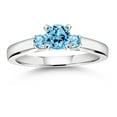 thumbnail image 4 of Gem Stone King 925 Sterling Silver Swiss Blue Topaz 3-Stone Engagement Ring for Women (0.81 Cttw, Gemstone November Birthstone, Size 8), 4 of 4