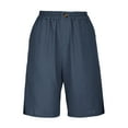thumbnail image 5 of nerohusy Linen Shorts for Women Loose Fit Knee Length Bermuda Shorts Summer Casual Elastic Waist Short Pants with Pockets Navy,XXXL, 5 of 9