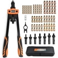 thumbnail image 3 of HARDELL Rivet Gun, 14" Manual Rivet Gun Kit with 100 Pcs Rivets and 5 Nosepieces for Plastic Metal Leather Vehicle, 3 of 5