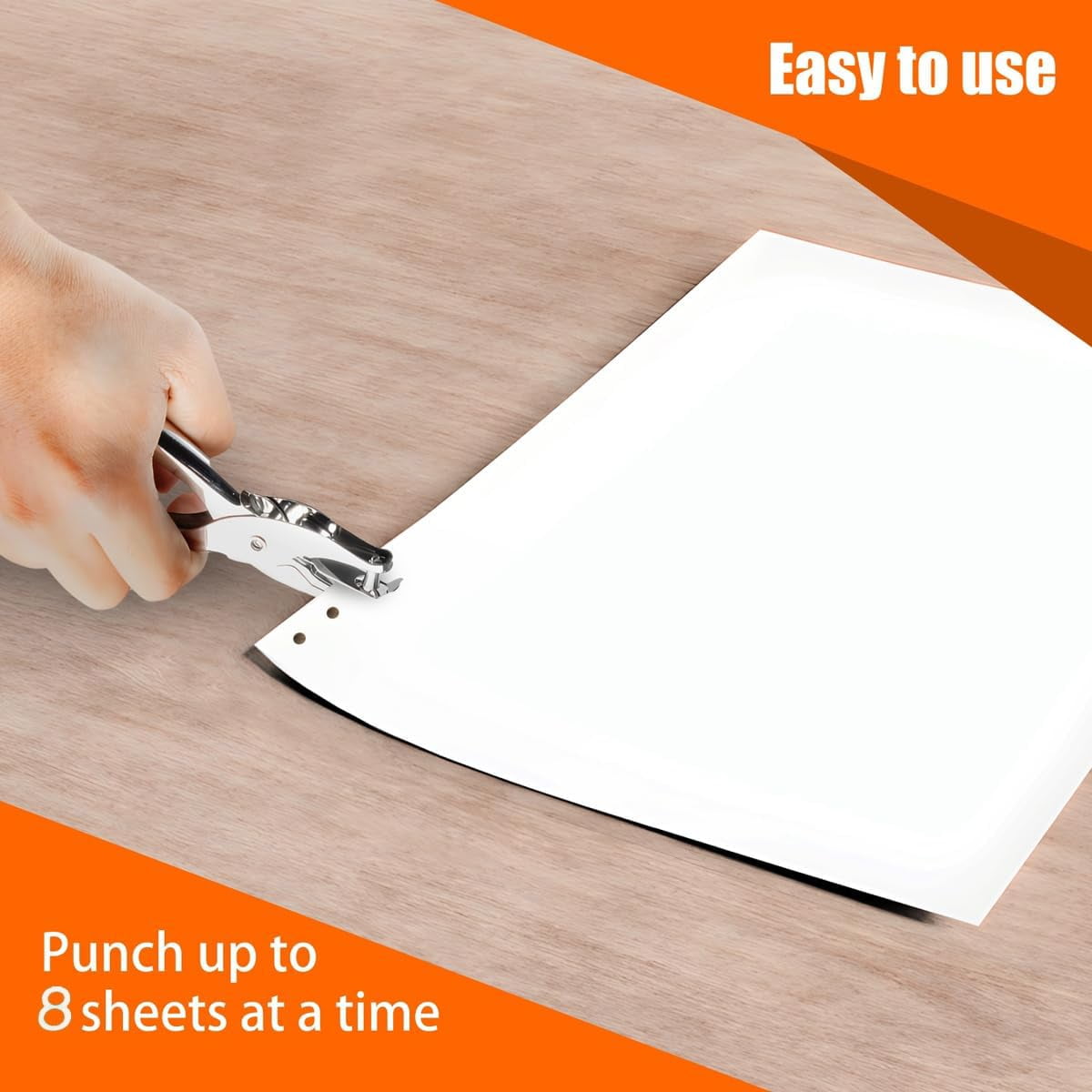 Hole Puncher, 6 Pack, 8 Sheet Capacity Single Hole Punch, Silver Color, Paper Punch for Paper, 1 Hole Puncher Single