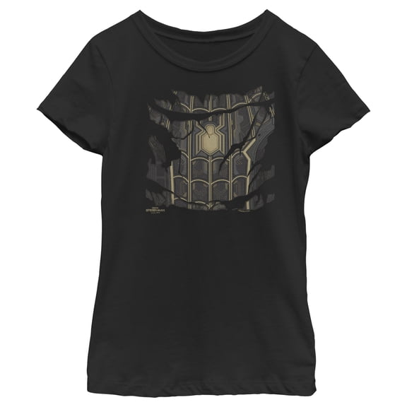 Girl's Marvel Spider-Man: No Way Home Ripped Black Suit Graphic Tee Black Small