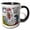 Black/White, variant on 3drose, Funny Cute Cool Rooster Mad at Alarm Clock Not and Early Bird Satire, 11oz Two-tone Red Mug