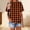 Orange, variant on Women Gingham Short Sleeve Linen Tops Casual Loose Crew Neck Plaid Shirts Beach Baggy Summer Boho Blouses Brown L