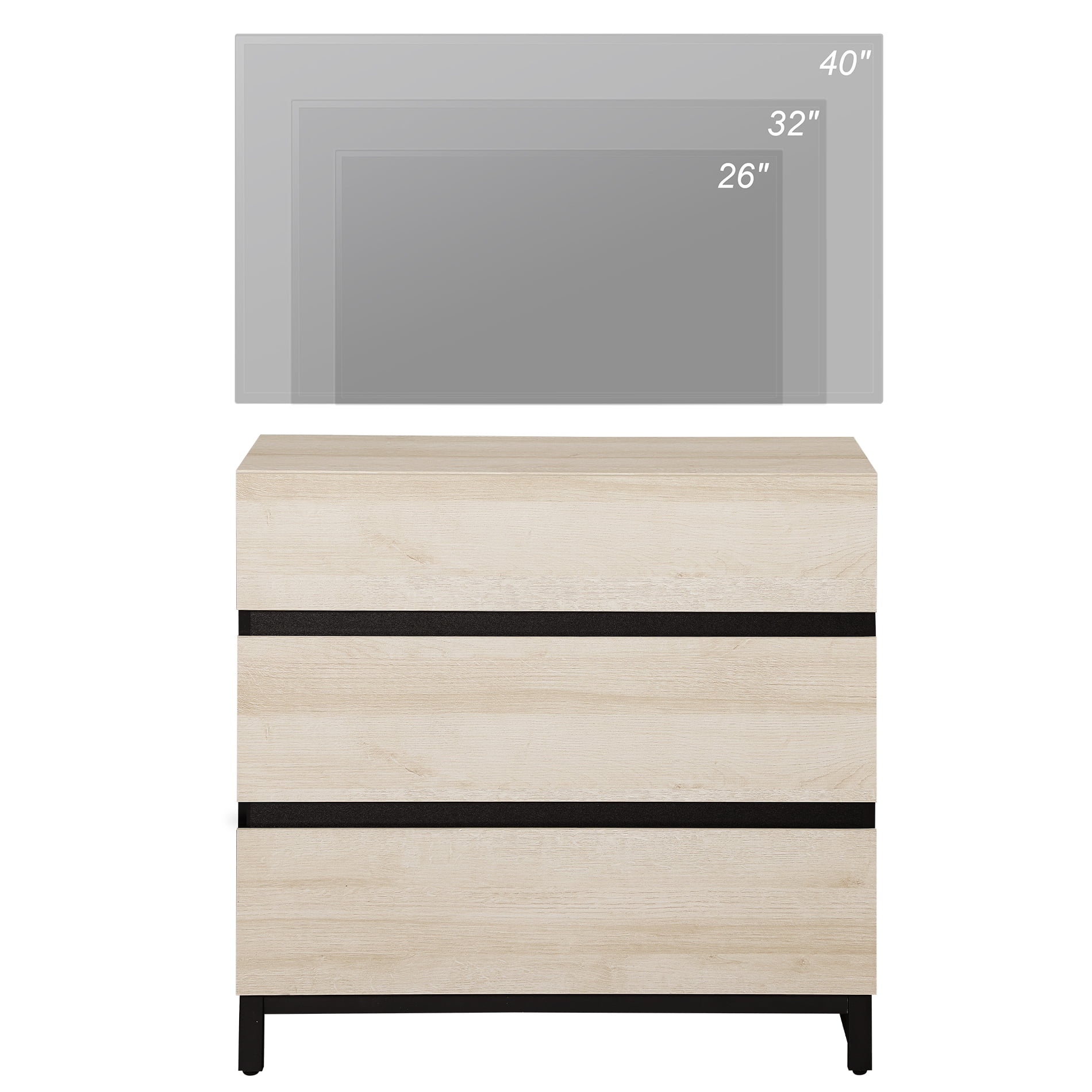 WAMPAT Dresser for Bedroom, Closet Organizers and Storage with 3 Drawers, Chest of Drawers with Metal Base, Modern Wood Dresser for Living Room, Hallway, Entryway, Light Oak