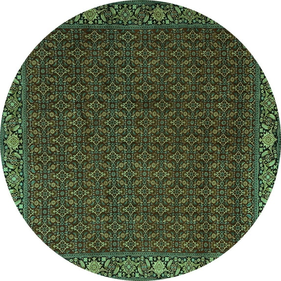 Ahgly Company Indoor Round Persian Turquoise Blue Traditional Area Rugs, 8' Round