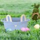 thumbnail image 5 of Cesta de almacenamiento para conejos de Pascua - Cesta de tela tejida blanca, rosa o azul para huevos, juguetes, aperitivos, organización de escritorio, 12,2x8,2 pulgadas, 5 of 6