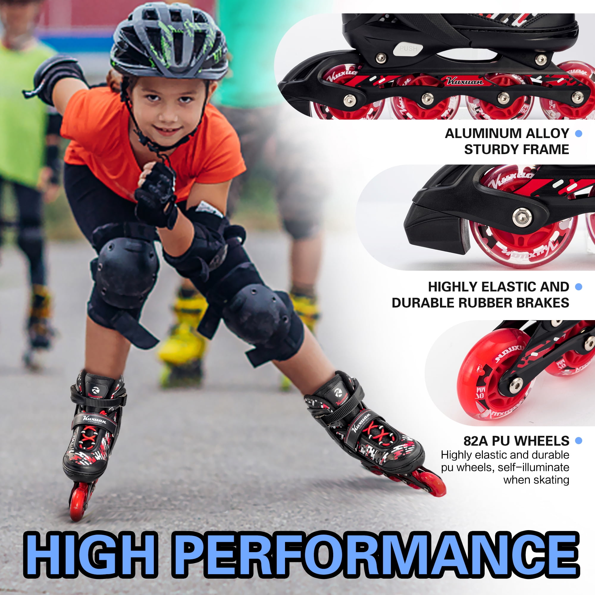 Adjustable Inline Skates for Kids Boys Girls Women Beginner Fun Illuminating Outdoor Skates