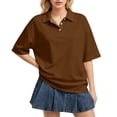 thumbnail image 2 of Dresfit Womens Polo Shirts Button Down Golf Shirts 2026 Summer Collared Short Sleeve Tennis Tops Lightweight Regular Fit Plus Size Back To School Basic Tees L, 2 of 6