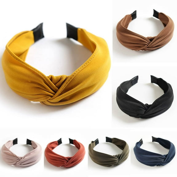 Women's Solid Headband Bow Tie Velvet Wide Brim Hair Wrap Accessory