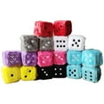 thumbnail image 5 of 2 Pack 3”of Retro Square Mirror Hanging Couple Fuzzy Plush Dice with Dots for Car Interior Ornament Decoration, 5 of 7