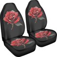 thumbnail image 3 of POLERO Car Seat Covers for Front Cushion and Backrest Protector All Season, Breathable Stretchy Front Seat Cover Wrap around Fit, Red Gold Rose Print, 3 of 13