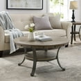 thumbnail image 3 of Linon Franklin Round Coffee Table Gray Wood Finish Steel Base in Pewter, 3 of 6