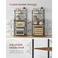 thumbnail image 3 of SONGMICS HOME Kitchen Bakers Rack with Power Outlet, Coffee Bar 4-Tier with 8 S Hooks, Microwave Stand, Adjustable Shelf, for Small Spaces, Rustic Brown and Ink Black UKKS014K01, 3 of 6