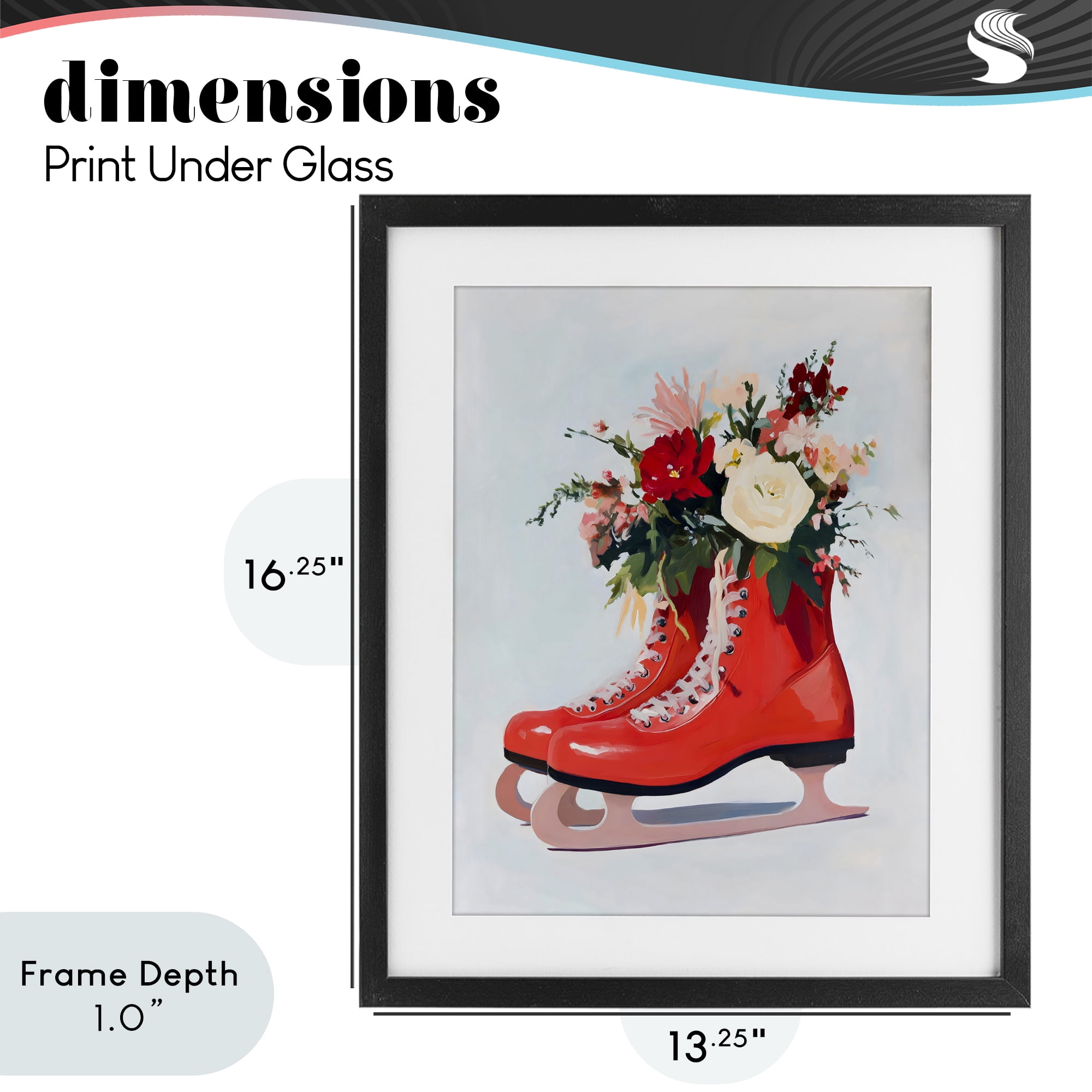 Stupell Industries Floral Ice Skates Black Framed Print Under Glass, design by The Prints Vibe