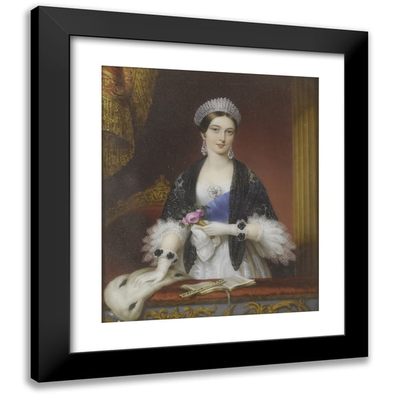 Sophie Liénard 12x14 Black Modern Framed Museum Art Print Titled - Queen Victoria at the Theatre