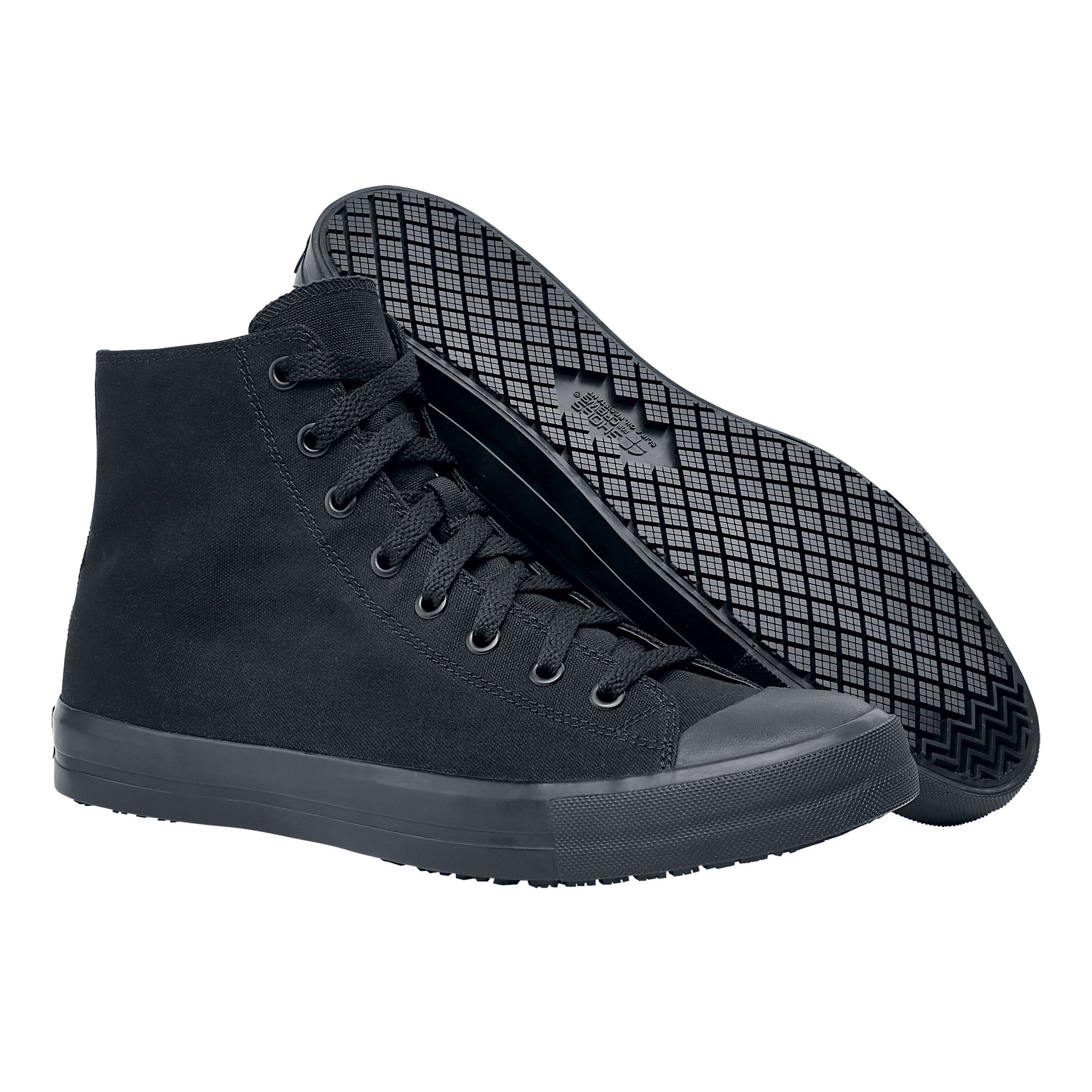 Shoes for Crews Pembroke, Men's, Women's, Unisex Slip Resistant, High Top  Work Sneakers, Black Canvas 