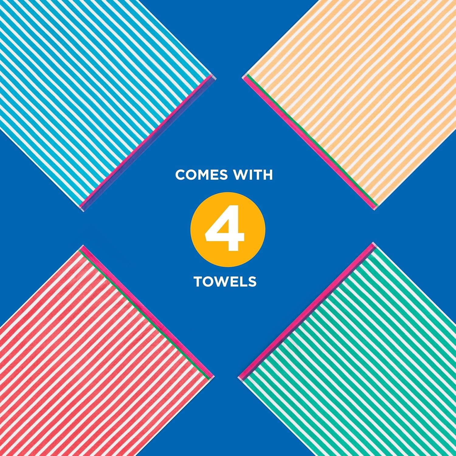 Kaufman 4 Pack Racing Stripe Velour Beach Towel 32x62