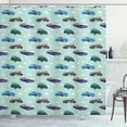 thumbnail image 1 of Ambesonne Cars Shower Curtain, Abstarct Design Retro Ride, 69"Wx70"L, Pale Blue Teal Umber, 1 of 3