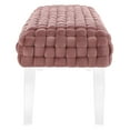 thumbnail image 5 of Ottoman Accent Chair , Pink, Velvet, Modern Contemporary, Mid Century Living Hotel Lounge Cafe Lobby, 5 of 7