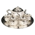 thumbnail image 1 of Juego de tetera de estilo bandeja, juego de té para adultos, tazas de té de agua potable, regalo Blanco plateado Zulema Bandeja de tetera, 1 of 8