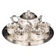 thumbnail image 1 of Juego de tetera de estilo chino, juego de té con agua potable, 4 tazas de té, regalo para bodas y hogar. Blanco plateado, 1 of 9