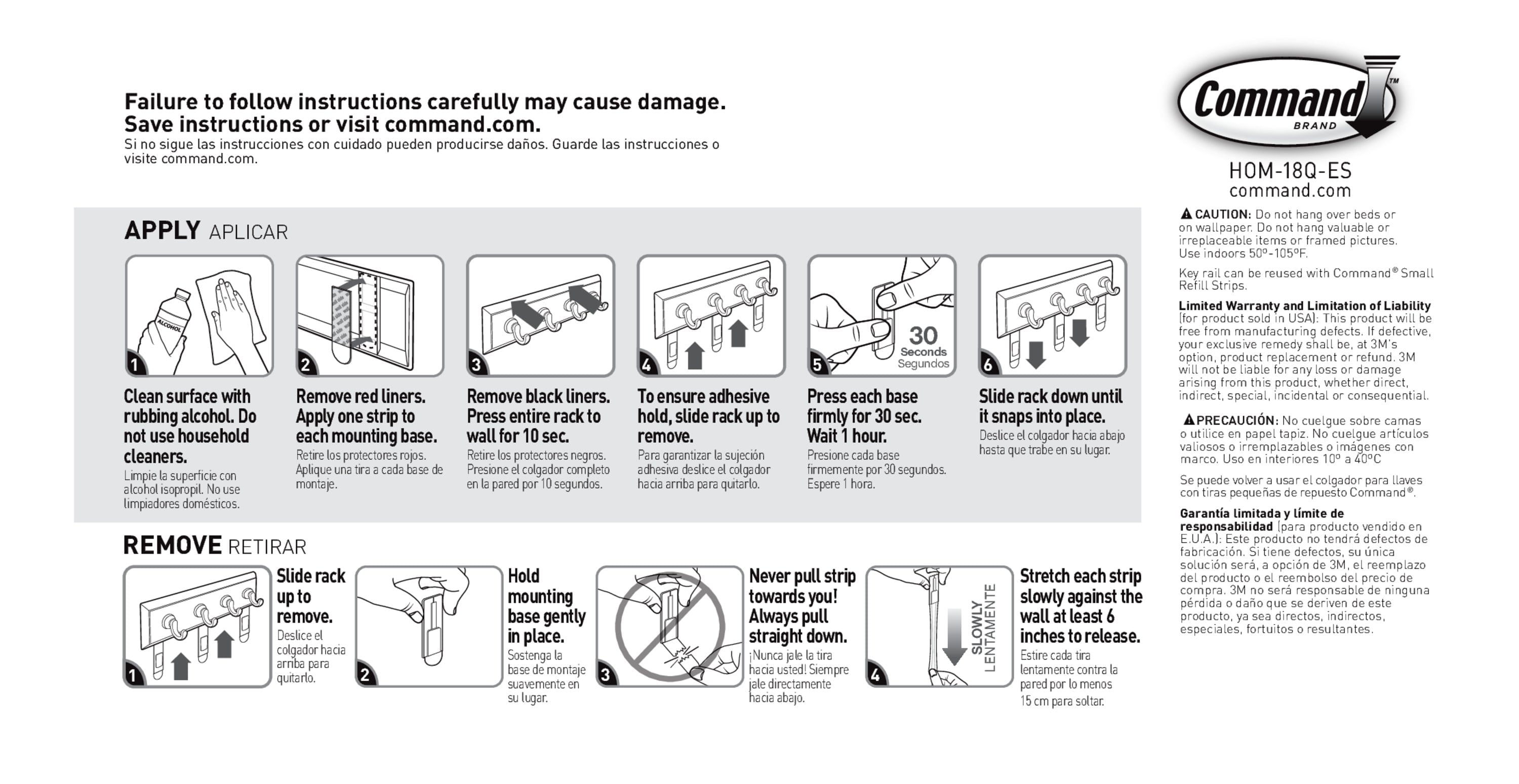 Command White Key Rail, Jumbo, 1 Key image