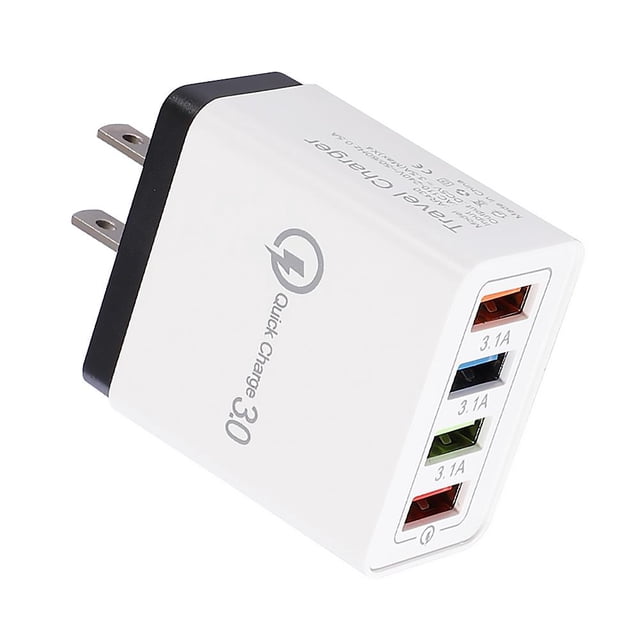 Puerto USB 5 Piezas Cargador Color 3A Cabezal Carga Estándar EE. UU. (negro)