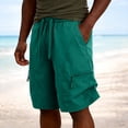 thumbnail image 2 of ZRGHAOYLQ Men Casual Shorts Elastic Waist Drawstring Shorts Classic Fit Flat Front Lightweight Summer Beach Shorts with Pockets, 2 of 9
