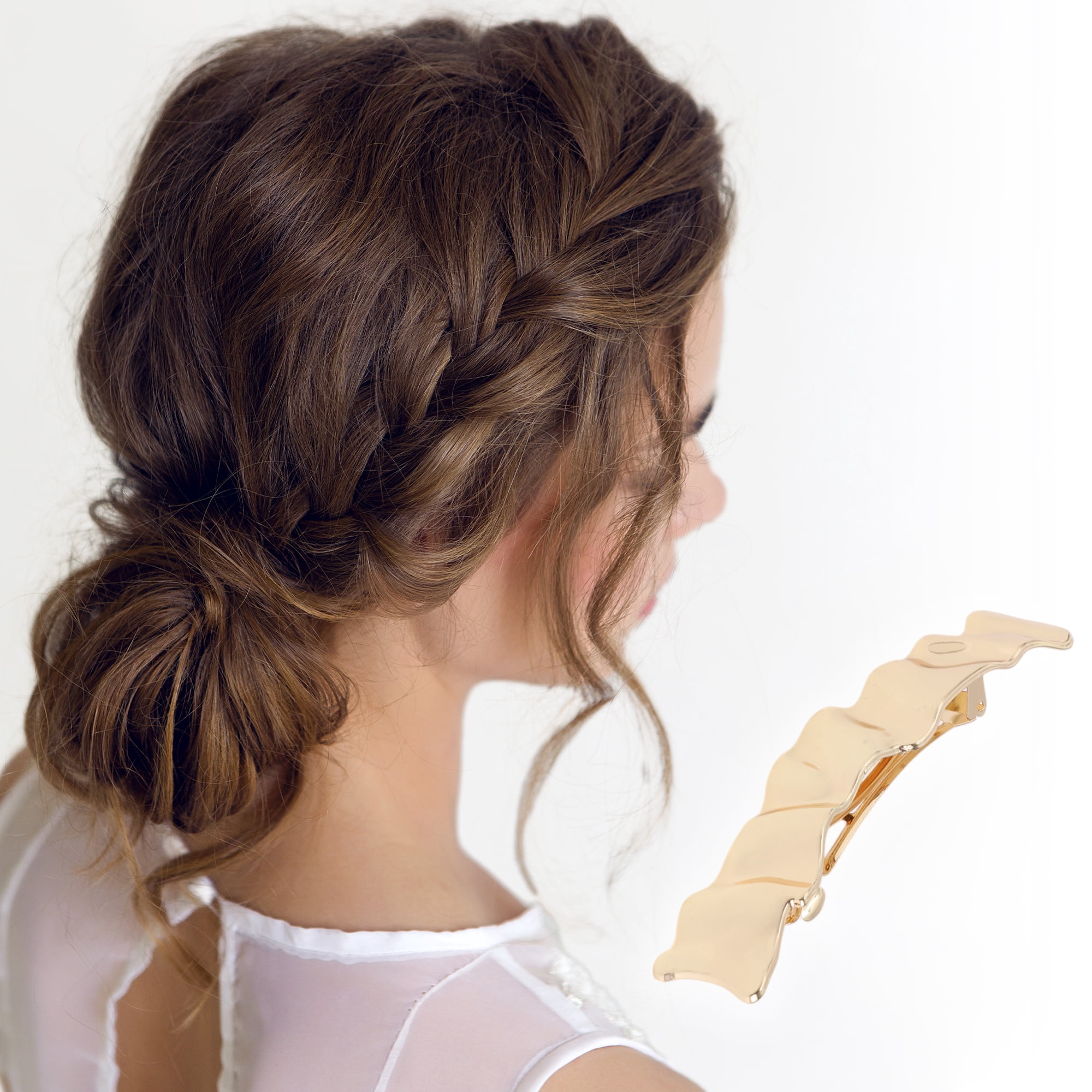 Unique Bargains Irregular Rectangle Hair Clips for Home Use in Gold Tone