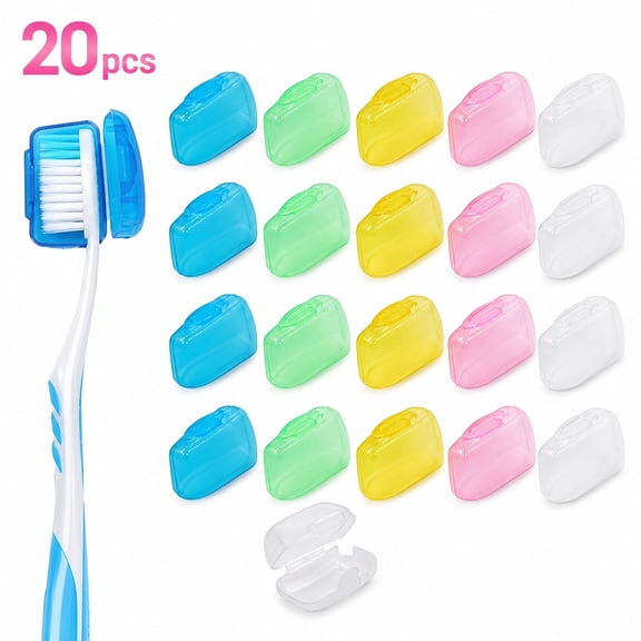 Rongsi Travel Toothbrush Head Covers Set 20PCS, Portable Toothbrush Pod Caps Case Protector for Home and Outdoor(Multi-Color)