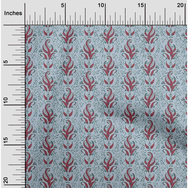 oneOone Viscose Jersey Fabric Leaves Block Print Fabric BTY 60 Inch Wide