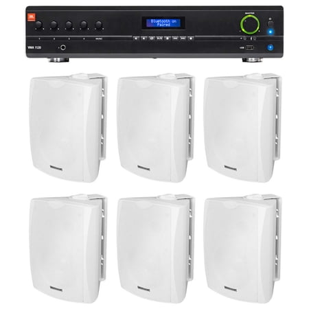 JBL VMA1120 Commercial/Restaurant 70v Mixer/Amplifier+(6) White Wall Speakers