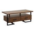thumbnail image 2 of Pratt 48 in. Walnut and Rustic Black Metal Rectangular Wood Coffee Table with 2 Functional Drawers, 2 of 6