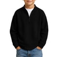 thumbnail image 2 of Sakuulaan Boys Sweatshirts Quarter Zip Mock Neck Knit Casual Long Sleeve Fall Tops, 2 of 8