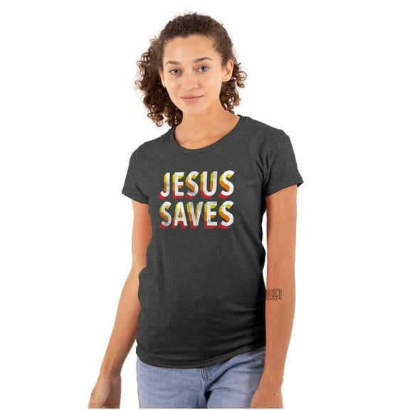 Religious Christian Jesus Saves Womens Slim Fit Graphic Tee Brisco Brands S