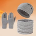 thumbnail image 2 of Winter Outdoor Cold Proof Knitted Hat Scarf Three Piece Set with Velvet Ear for Men Women, 2 of 4