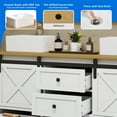 thumbnail image 6 of Dextrus 60'' Bathroom Vanity with 2 Sink Combo & Barn Door, Farmhouse Freestanding Bathroom Storage Cabinet with 5 Drawers, White, 6 of 10