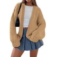 thumbnail image 1 of Cardigan de Punto Grueso PRETTYGARDEN Khaki Talle S, 1 of 8