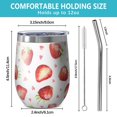 thumbnail image 5 of 12oz Stemless Wine Tumblers Strawberry Plants Fruit Heart White Pattern Vacuum Insulated Stainless Steel Travel Tumbler Cups Mug with Lid and Straw for Champaign,Cocktail,Beer with Cleaning Brush, 5 of 5