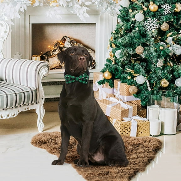 Falleo Clearance Christmas Plaid Snowflake Adjustable Dog Neck Tie Collar Dog Collar With Bow Wedding Plaid Dog Collars For Small Medium Large Dogs