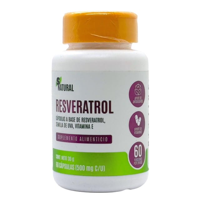 Resveratrol Semilla de Uva 60 capsulas SNatural blanco