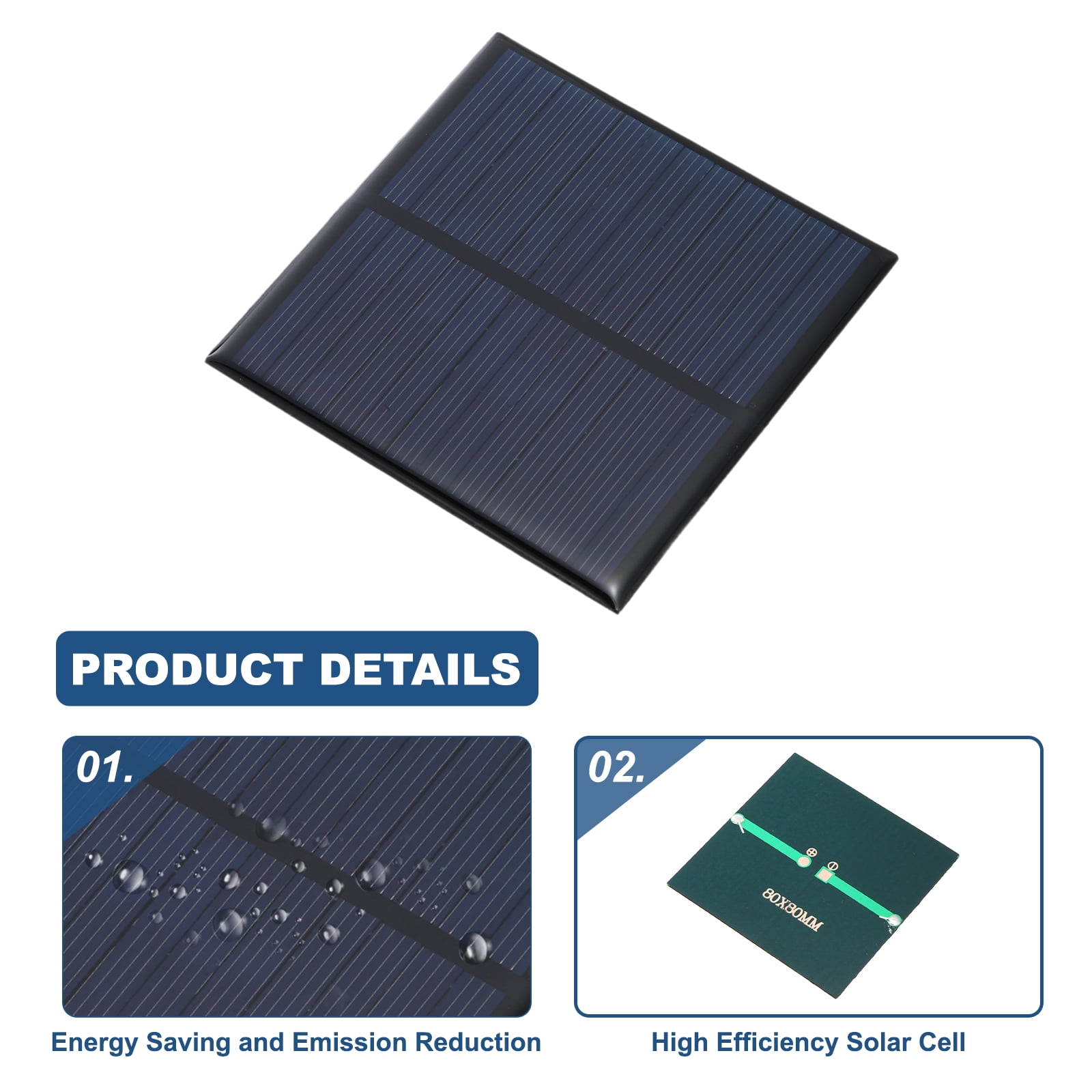 Uxcell 5Pcs 6V 0.75W 150.0mA Mini Solar Panels, Small Solar Photovoltaic Power Cells Charge DIY Electric Toy Materials Kits