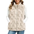 thumbnail image 3 of QATAINLAV Women's Fleece Sherpa Vest Winter Fuzzy Fluffy Checkered Plaid Sleeveless Zip Up Jacket with Pockets, 3 of 8