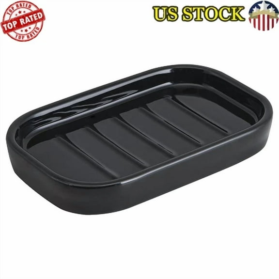 FORGE- Ceramic Soap Dish Glossy Black Bathroom Accessory Jewelry Trinket Holder Home